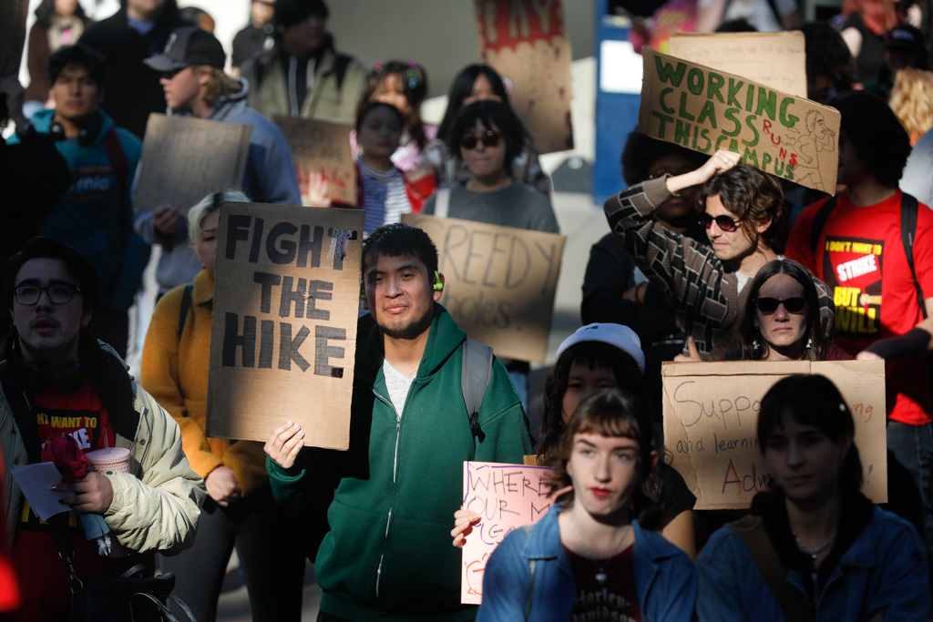 Frustrated SF State students walk out over class cuts, rising tuition