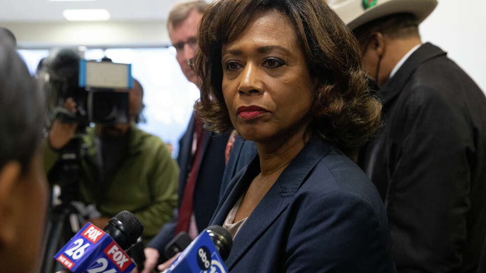 Vivian King, Harris County District Attorney's Office Chief of Staff, speaks about a capital murder case on Monday, Jan. 30, 2023, at Harris County Criminal Justice Center in Houston.