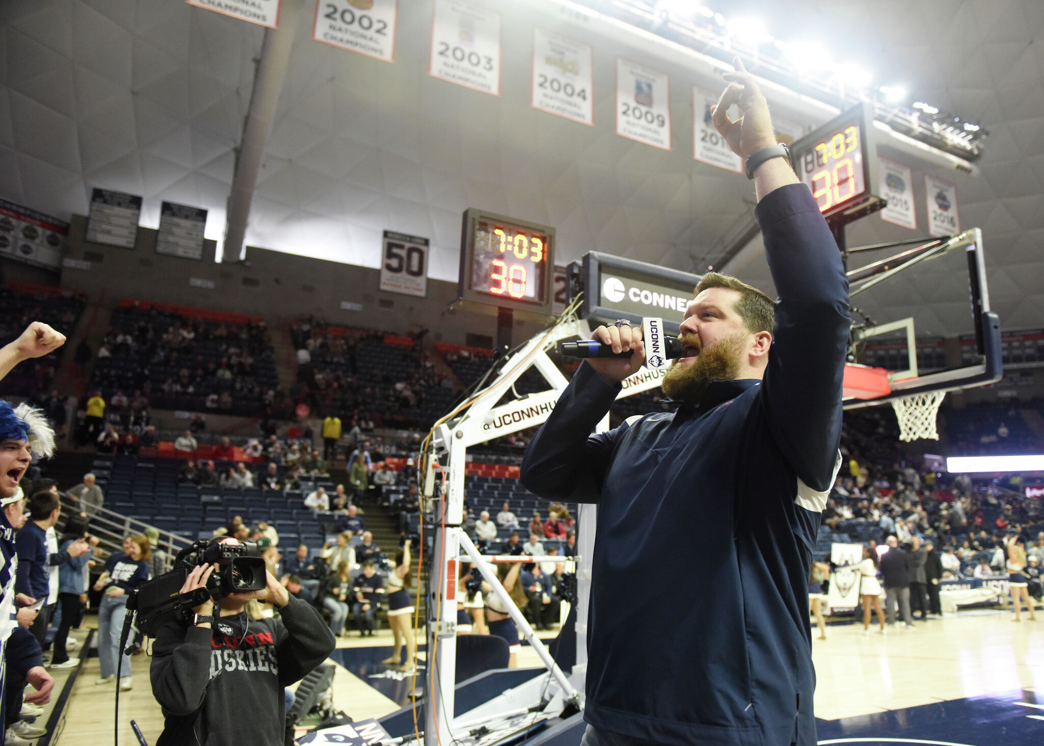 Conor Geary lends personality to UConn basketball games.