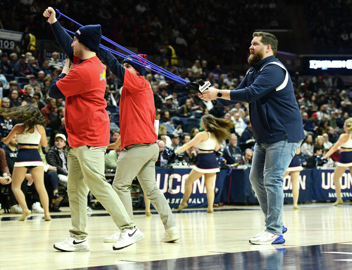 Conor Geary lends personality to UConn basketball games. Conor Geary lends personality to UConn basketball games.