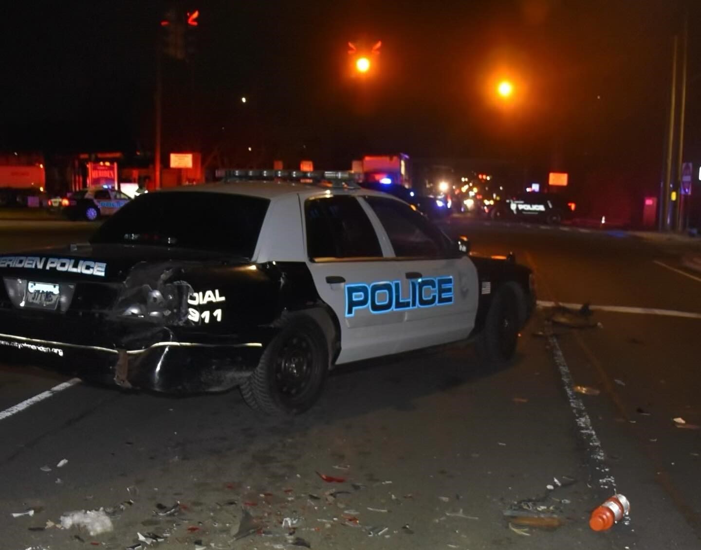 Meriden police: Drunk driver crashed into police car, pumping trailer