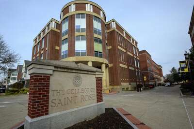 A walkway on the College of Saint Rose campus on Friday, Dec. 1, 2023, in Albany, NY.