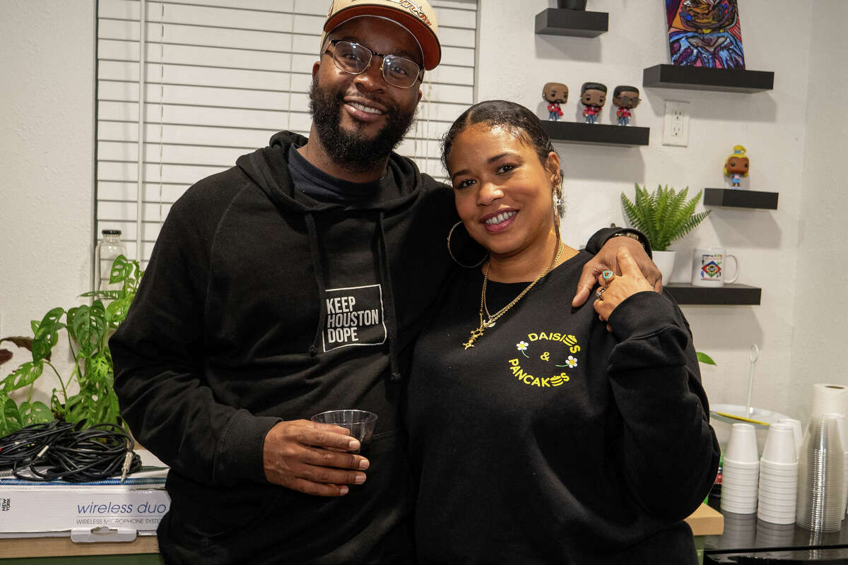 Tominique and Brandi Roots enjoy the launch party for Keep Houston Dope at Class Bookstore.