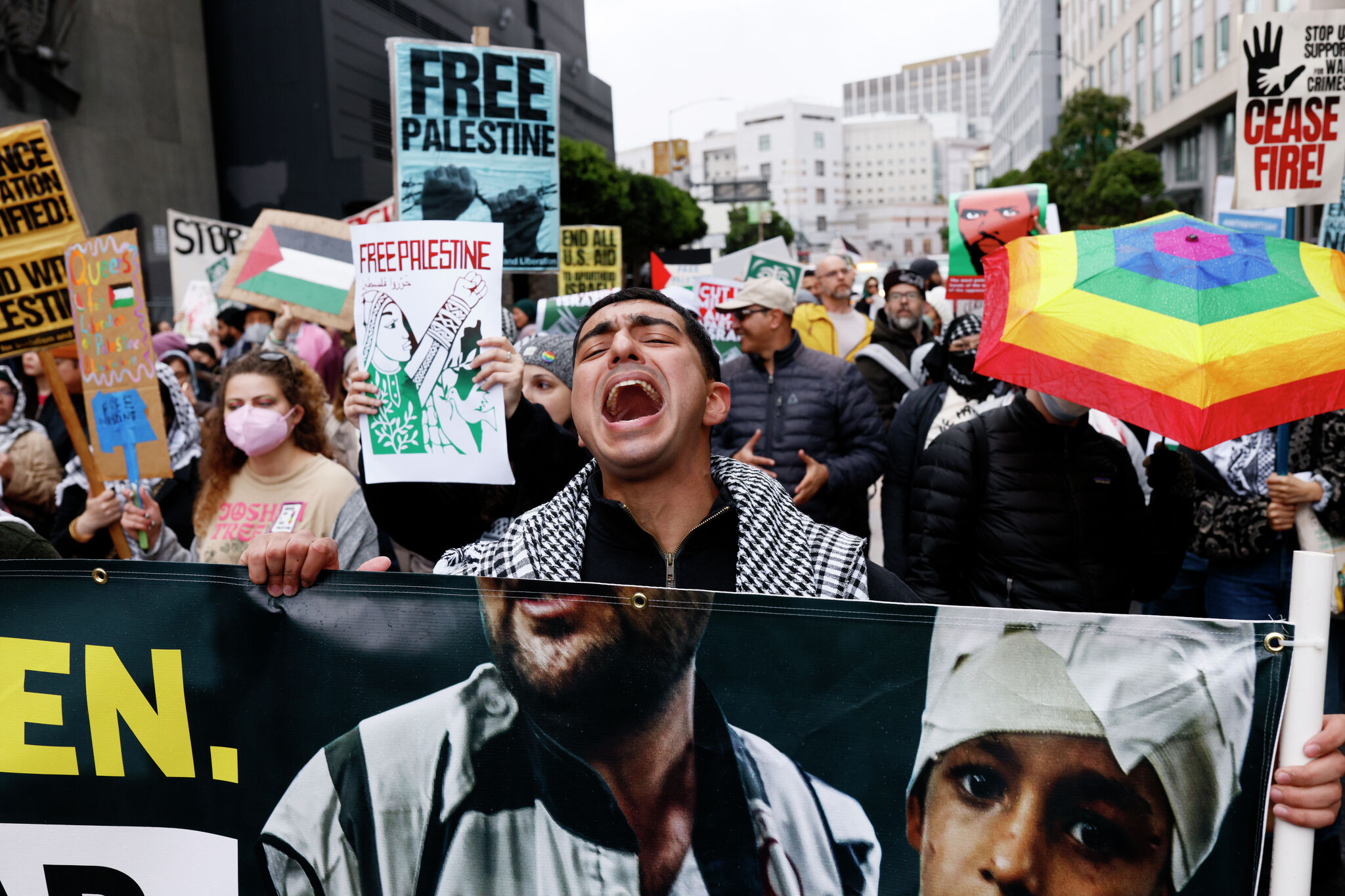 数千人在旧金山街头游行，呼吁加沙停火