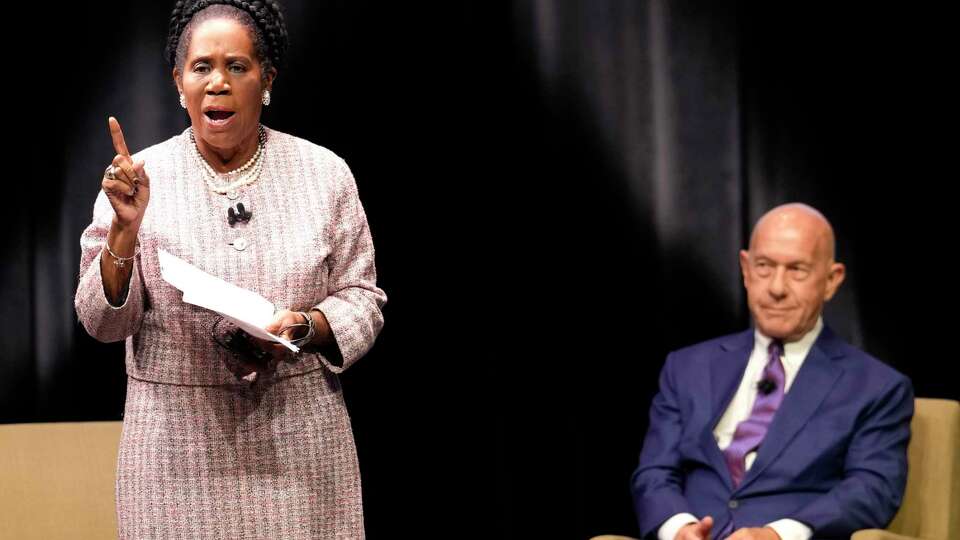 Rep. Sheila Jackson Lee, speaks during the final debate against State Sen. John Whitmlre in the race for Houston mayor at Texas Southern University on Monday, Dec. 4, 2023 in Houston. A runoff election to decide the Houston mayor's race is set for Dec. 9.