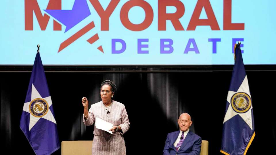 Rep. Sheila Jackson Lee, speaks during the final debate against State Sen. John Whitmlre in the race for Houston mayor at Texas Southern University on Monday, Dec. 4, 2023 in Houston. A runoff election to decide the Houston mayor's race is set for Dec. 9.