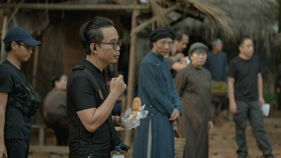 Director Duc Nguyen on the set of 'The Last Wife'