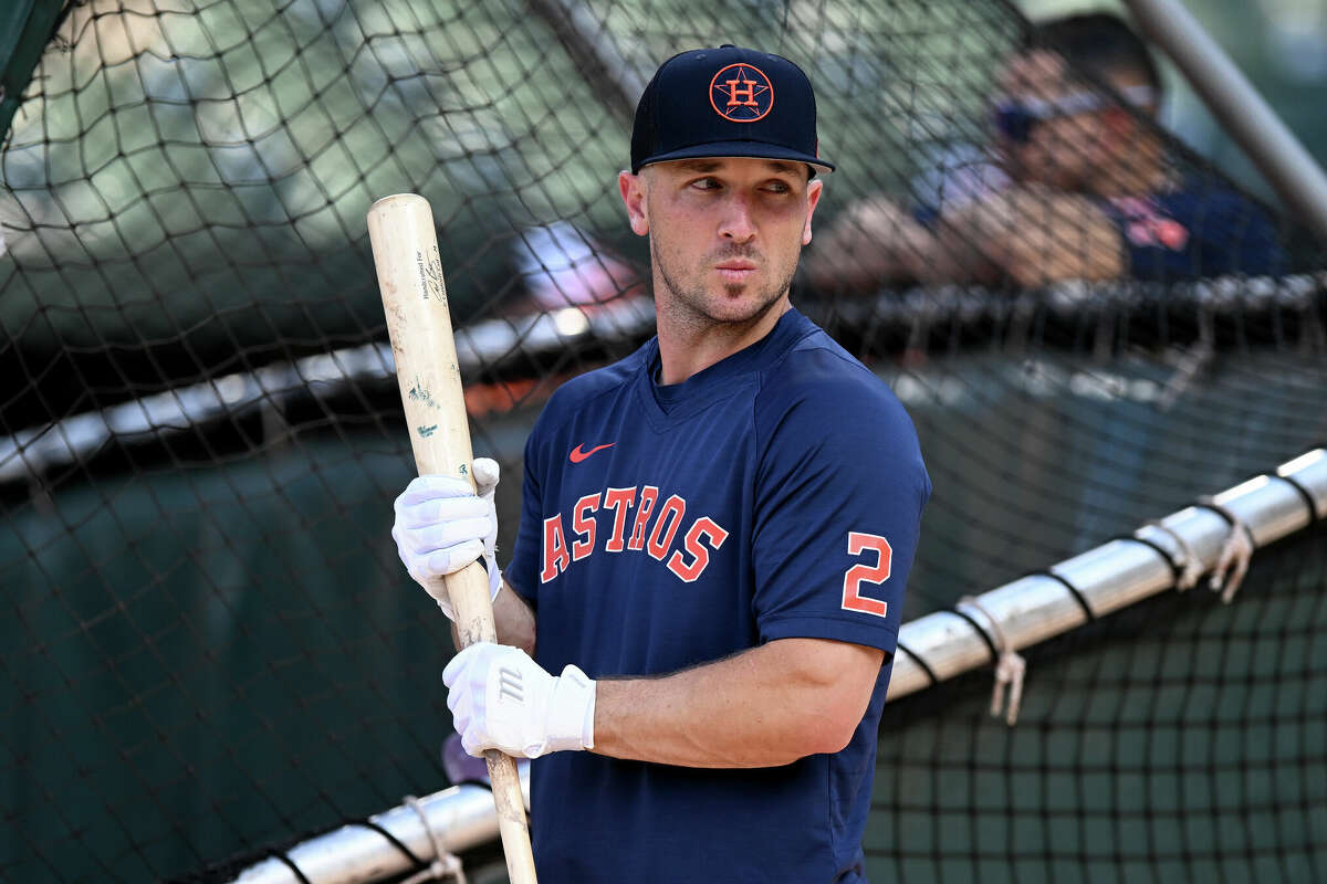 Alex Bregman #2 of the Houston Astros warms up before the game against the Baltimore Orioles at Oriole Park at Camden Yards on August 09, 2023 in Baltimore, Maryland. 