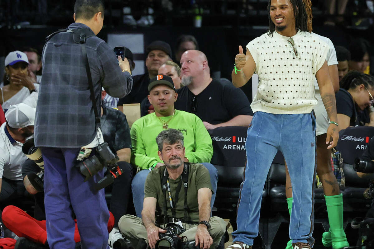 LAS VEGAS, NEVADA - JUNE 29: TikTok food reviewer Keith Lee is photographed during a break in a game between the New York Liberty and the Las Vegas Aces at Michelob ULTRA Arena on June 29, 2023 in Las Vegas, Nevada. The Aces defeated the Liberty 98-81. NOTE TO USER: User expressly acknowledges and agrees that, by downloading and or using this photograph, User is consenting to the terms and conditions of the Getty Images License Agreement. (Photo by Ethan Miller/Getty Images)