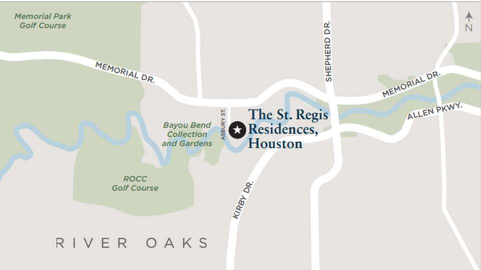 A map of where St.Regis Residences, Houston is planned just outside of River Oaks. The condo tower is not affliated with the St. Regis hotel in Uptown.