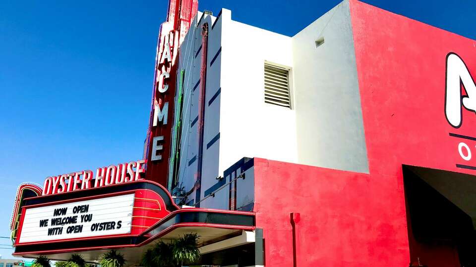 The marquee of the new Acme Oyster house, 1201 Westheimer, at the former Tower Theatre space. The restaurant opened April 10, 2021 and has announced its closure Dec. 7, 2023.