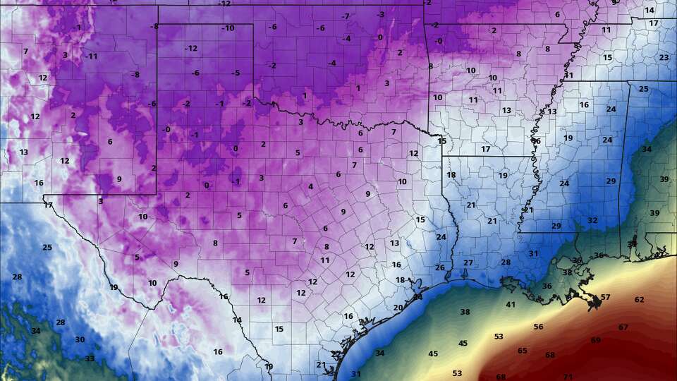 Here is a snapshot of the temperatures on Feb. 15, 2021. An arctic cold front had moved through Texas, sending temperatures into the single digits and teens.