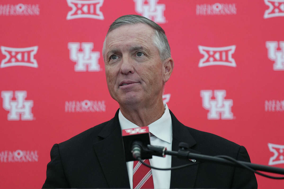 Newly hired University of Houston head football coach Willie Fritz speaks to alumni and media after being introduced on Monday, Dec. 4, 2023 in Houston.