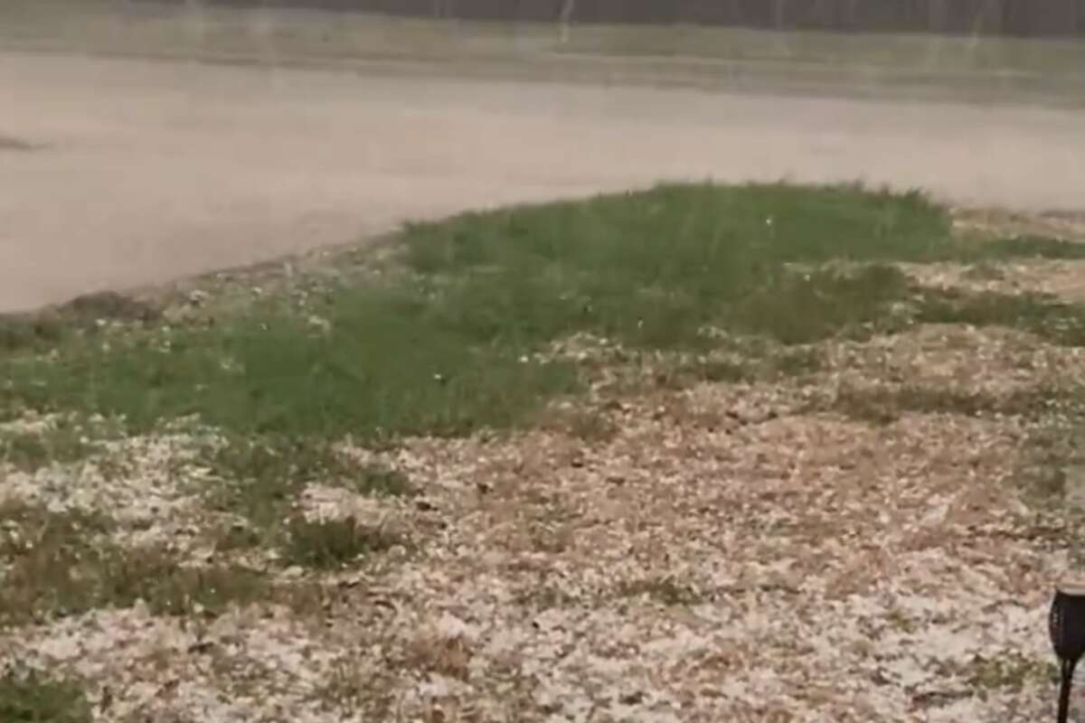 Severe storms harboring hail blasted through Houston on Saturday evening.