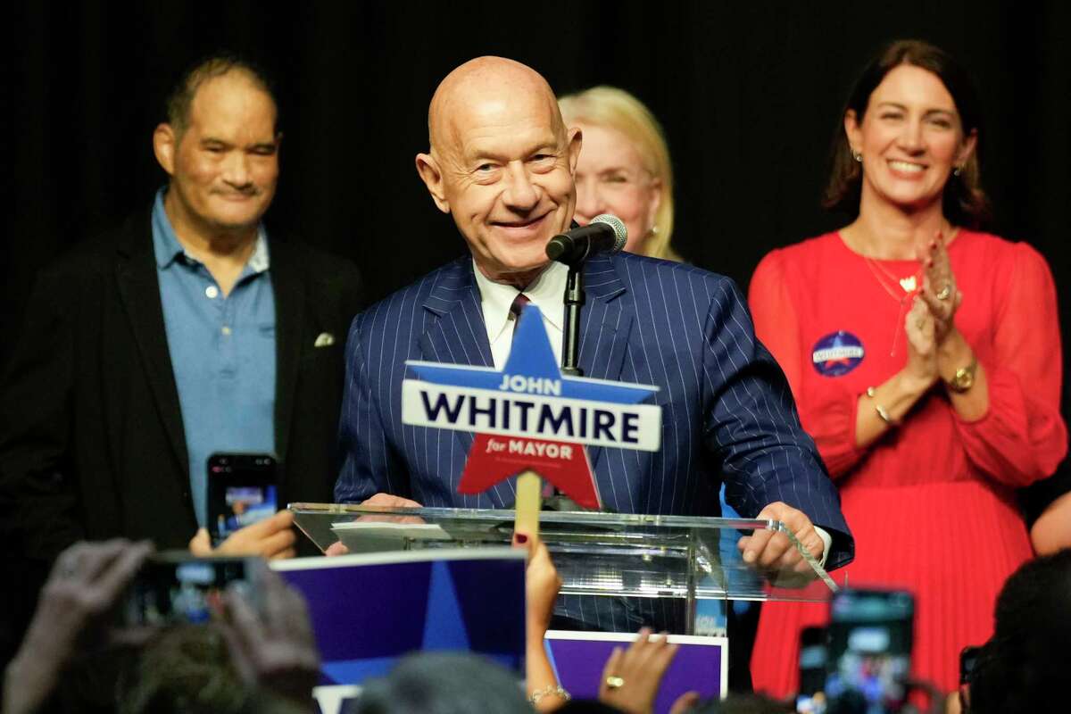 State Sen. John Whitmire speaks to supporters after defeating U.S. Rep Sheila Jackson Lee to become Houston's 63rd mayor at the George R. Brown Convention Center, Saturday, Dec. 9, 2023, in Houston.