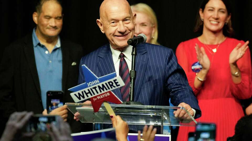 State Sen. John Whitmire speaks to supporters after defeating U.S. Rep Sheila Jackson Lee to become Houston's 63rd mayor at the George R. Brown Convention Center, Saturday, Dec. 9, 2023, in Houston.