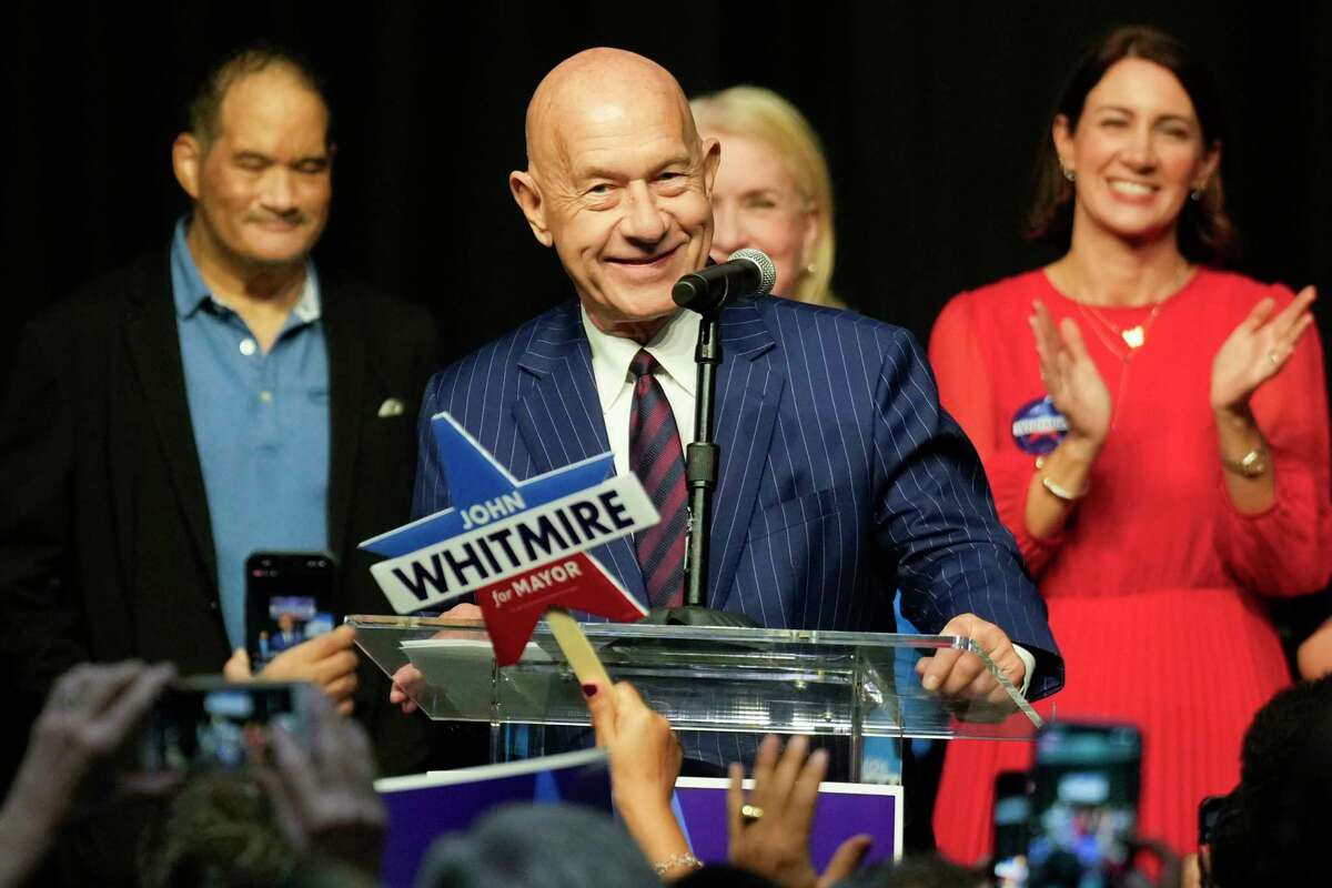 State Sen. John Whitmire speaks to supporters after defeating U.S. Rep Sheila Jackson Lee to become Houston's 63rd mayor at the George R. Brown Convention Center, Saturday, Dec. 9, 2023, in Houston.