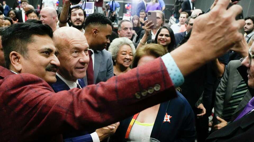 State Sen. John Whitmire visits with supporters after defeating U.S. Rep Sheila Jackson Lee to become Houston's 63rd mayor at the George R. Brown Convention Center, Saturday, Dec. 9, 2023, in Houston.