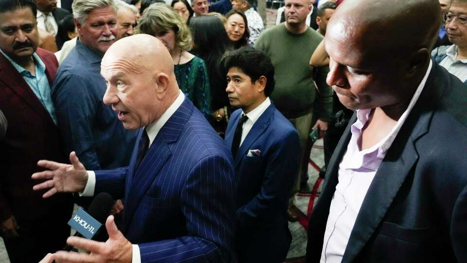 State Sen. John Whitmire speaks to the media after defeating U.S. Rep Sheila Jackson Lee to become Houston's 63rd mayor at the George R. Brown Convention Center, Saturday, Dec. 9, 2023, in Houston.