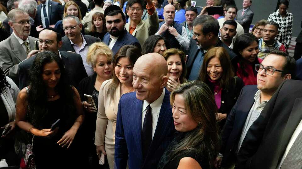 State Sen. John Whitmire visits with supporters after defeating U.S. Rep Sheila Jackson Lee to become Houston's 63rd mayor at the George R. Brown Convention Center, Saturday, Dec. 9, 2023, in Houston.