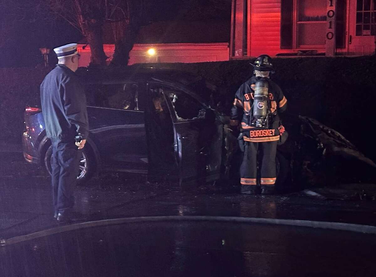 The Bridgeport Fire Department was called to Birmingham Street at around 5:35 a.m. Monday for a report of a car fire. The vehicle was initially reported stolen, a city official said. 