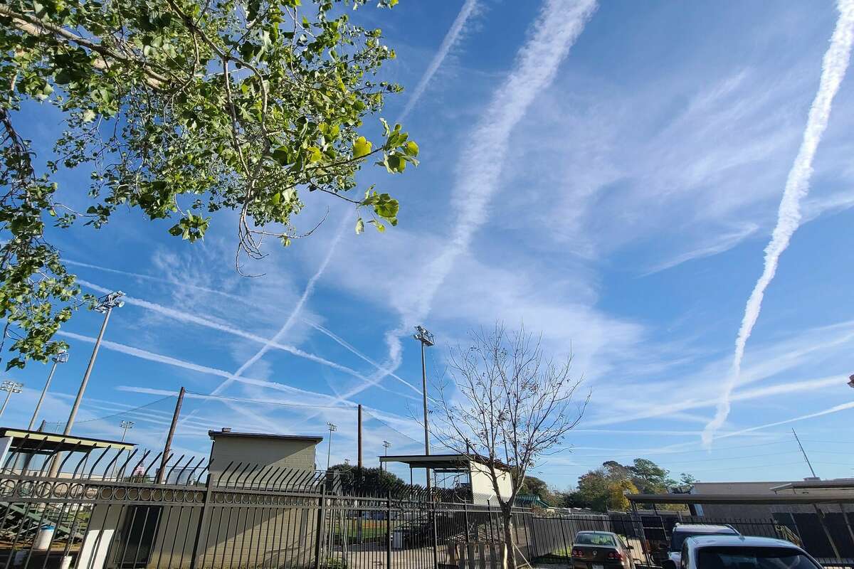 Contrails filled the sky over Houston this week. 