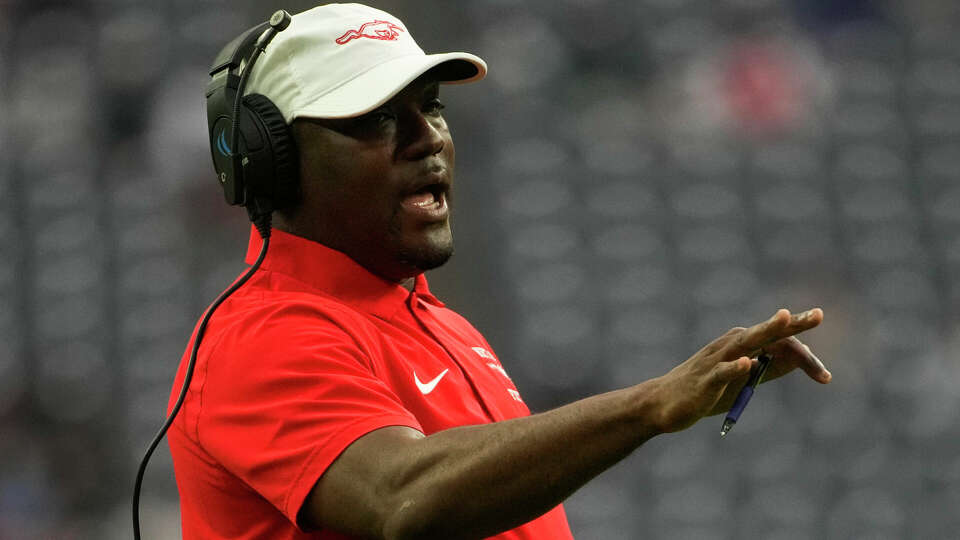 North Shore head coach Willie Gaston is seen during the first half of a Region III-6A Division 1 semifinal high school football playoff game at NRG Stadium, Friday, Nov. 24, 2023, in Houston.