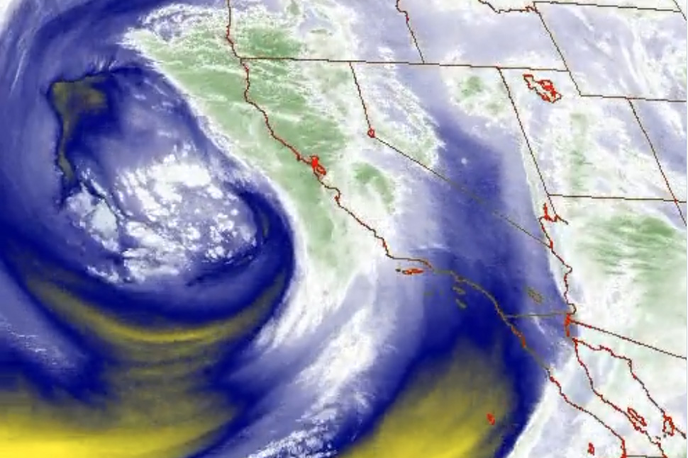 Satellite imagery shows swirling storm that's soaking California