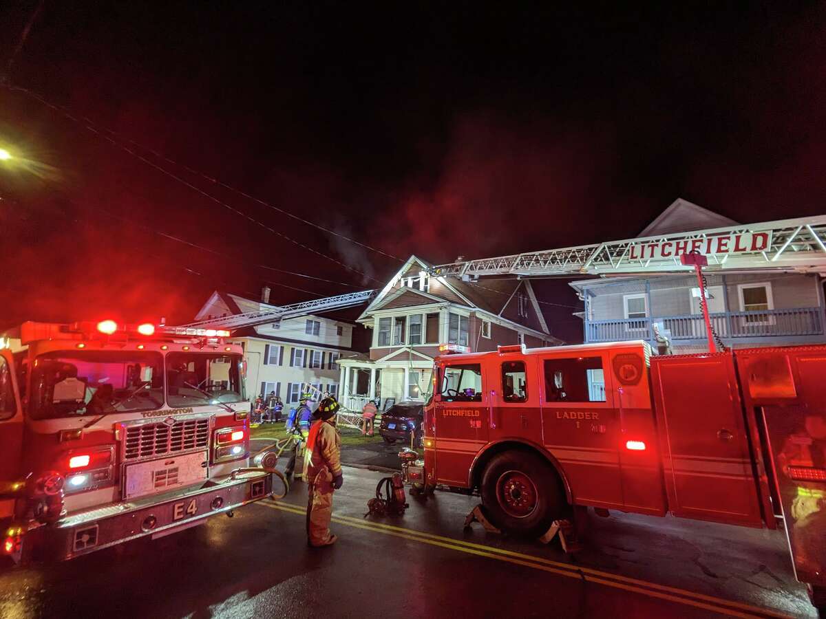 Torrington firefighters received aid from Litchfield and Harwinton firefighters early Friday in responding to a blaze on Hoffman Street.