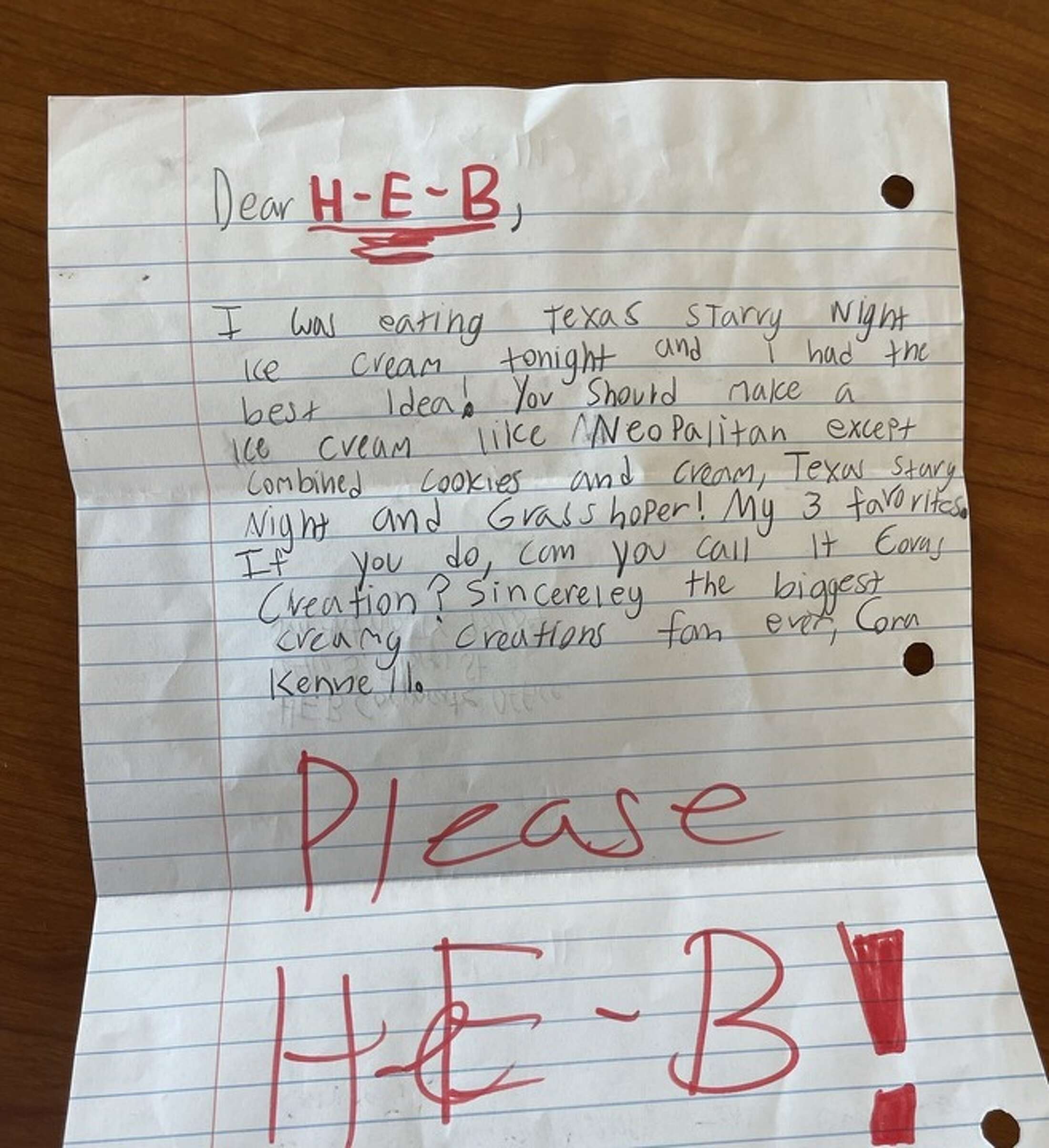 Boerne kid writes to HEB, gets her own ice cream flavor