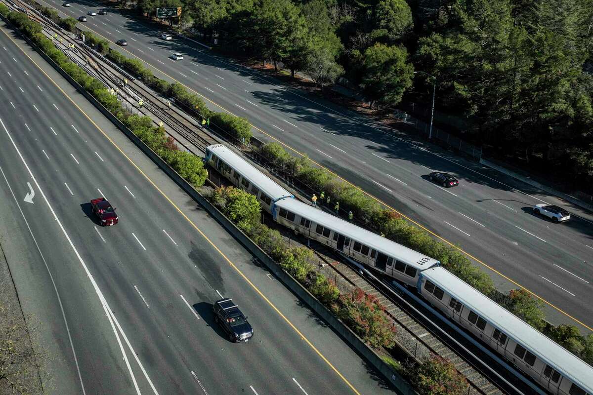 Train derails and catches fire near San Francisco, causing minor