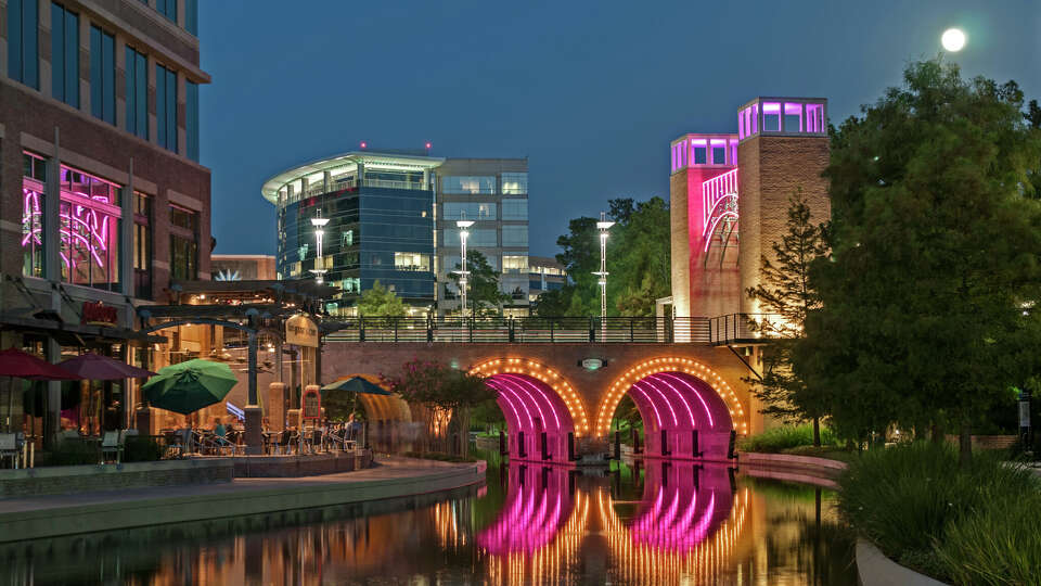 The Woodlands Waterway, a 1.8-mile manmade water feature is a key landmark in The Woodlands north of Houston.