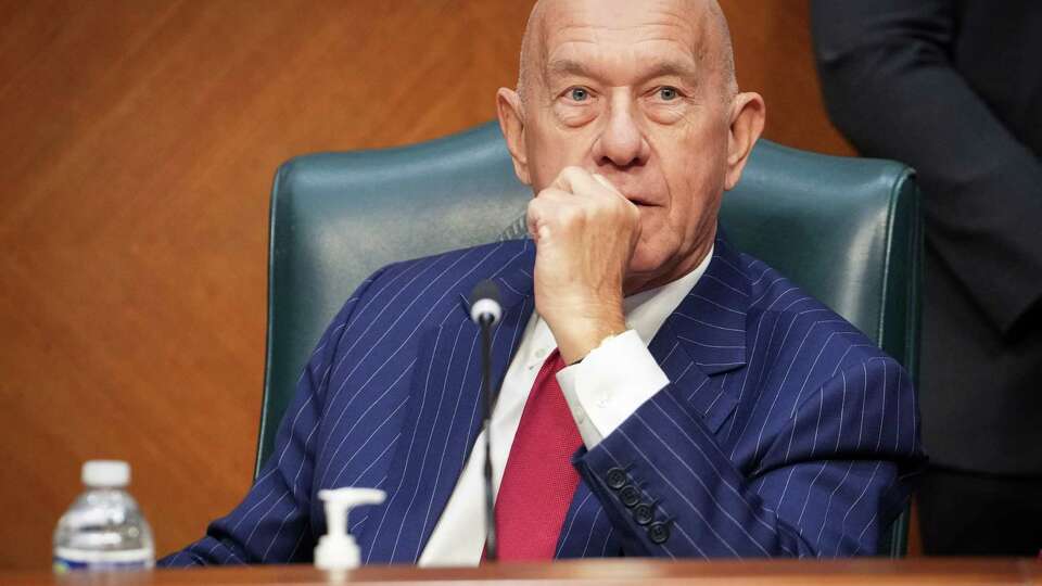 Houston Mayor John Whitmire listens during a city council meeting Tuesday, Jan. 2, 2024, in the city council chambers at city hall in Houston. Mayor Whitmire was publicly sworn earlier in the morning.