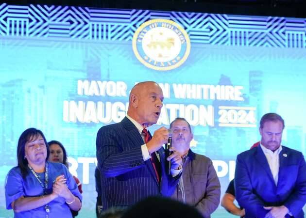 Mayor John Whitmire speaks to city employees and union members at the George R. Brown Convention Center, Tuesday, Jan. 2, 2024, in Houston.