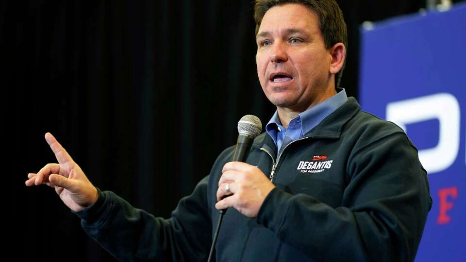 Republican presidential candidate Florida Gov. Ron DeSantis speaks during a campaign event, Wednesday, Jan. 3, 2024, in Waukee, Iowa.