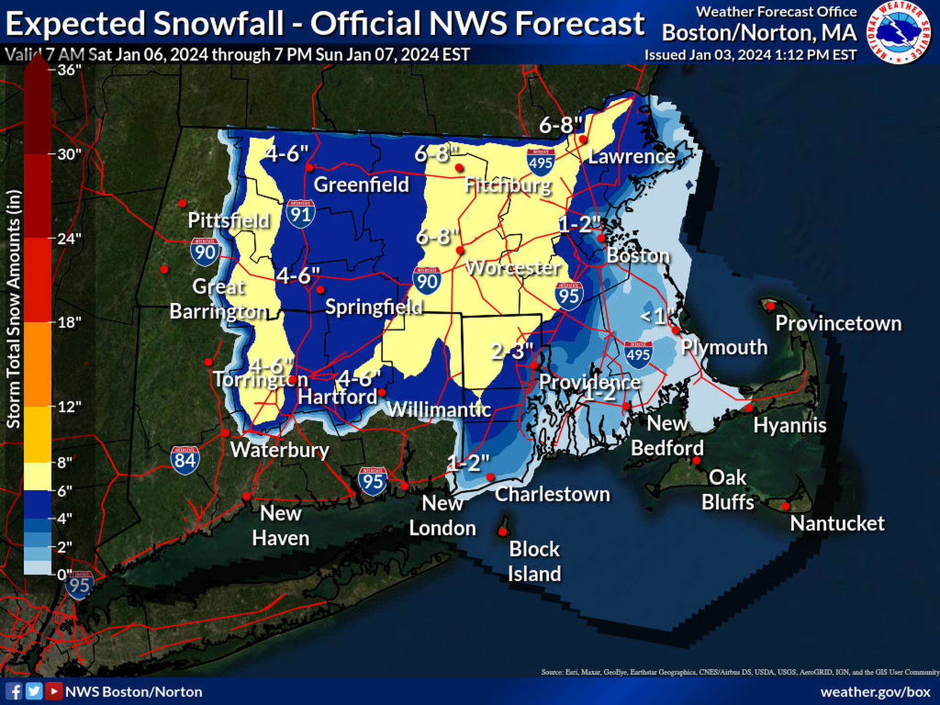 NWS: Up to 8 inches of snow possible in CT this weekend