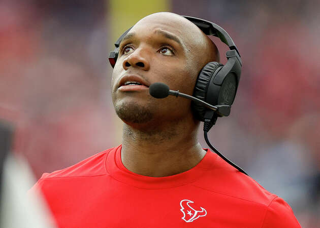 HOUSTON, TEXAS - DECEMBER 31: Head coach DeMeco Ryans of the Houston Texans looks on during the first half of a game against the Tennessee Titans at NRG Stadium on December 31, 2023 in Houston, Texas. (Photo by Carmen Mandato/Getty Images)