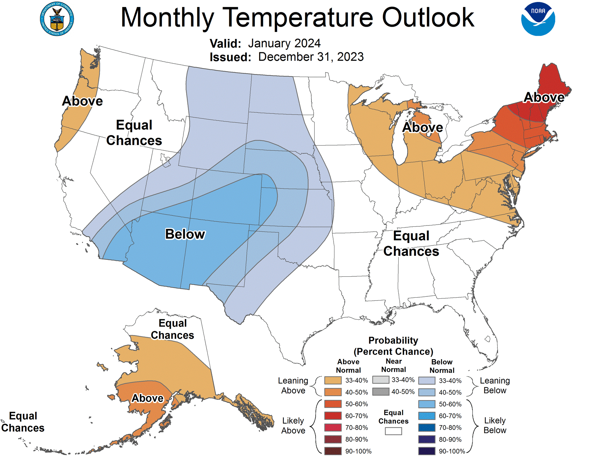 What kind of winter weather can Texas expect in January?