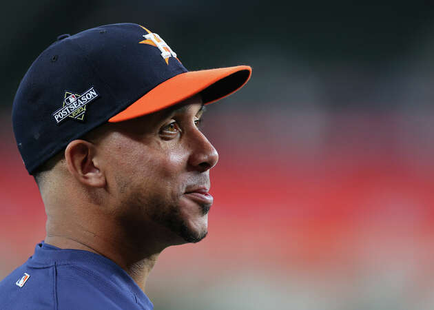 Michael Brantley #23 of the Houston Astros takes batting practice before Game Four of the Championship Series against the Texas Rangers at Globe Life Field on October 19, 2023 in Arlington, Texas.