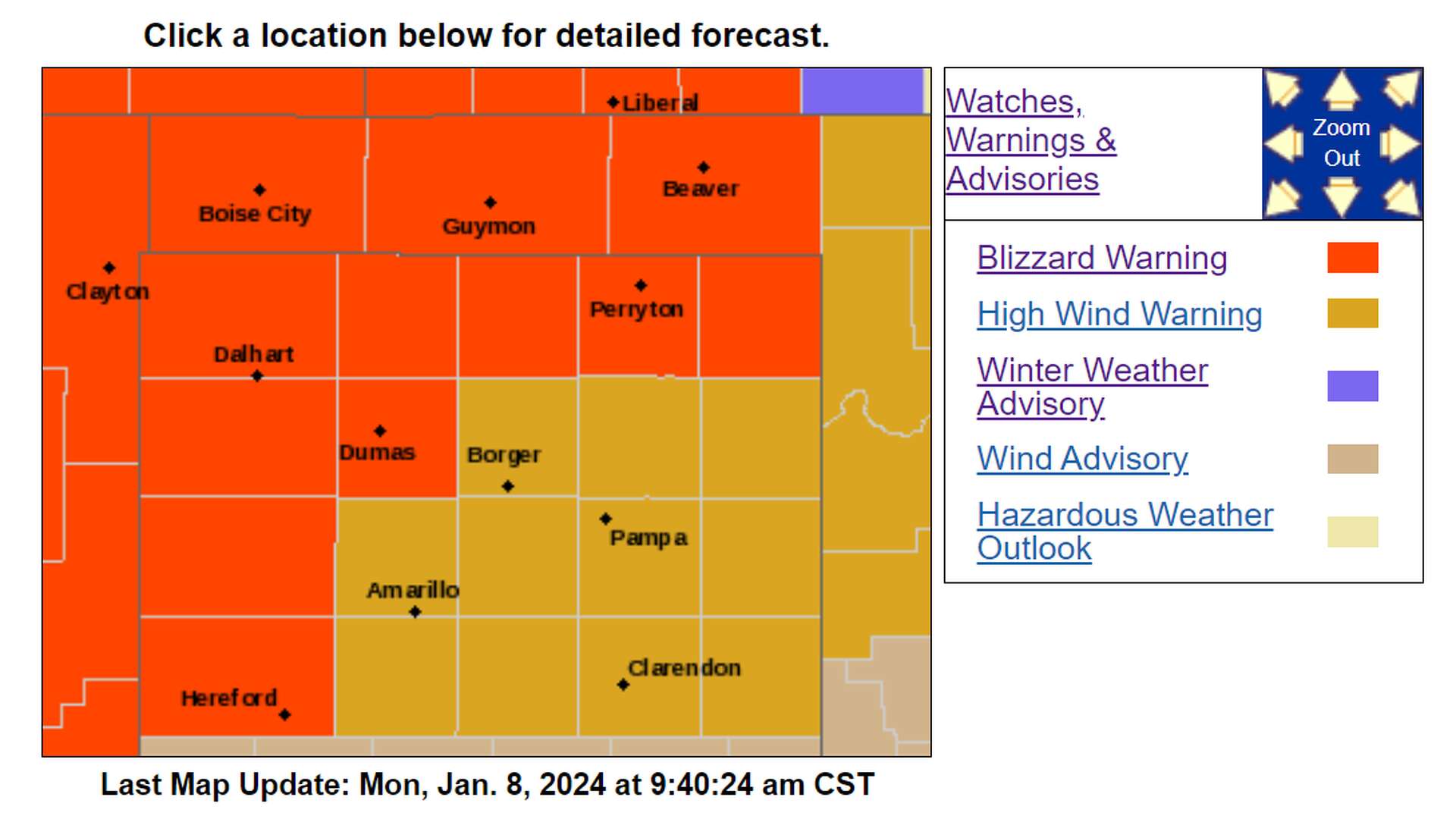 An actual blizzard warning has been issued for parts of Texas