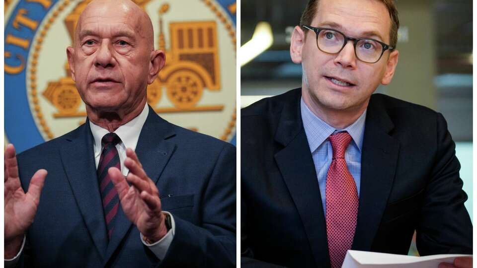 Houston Mayor John Whitmire (left) and Texas Education Commissioner Mike Morath (right) met Jan. 8, 2024, to discuss the direction of Houston ISD. 