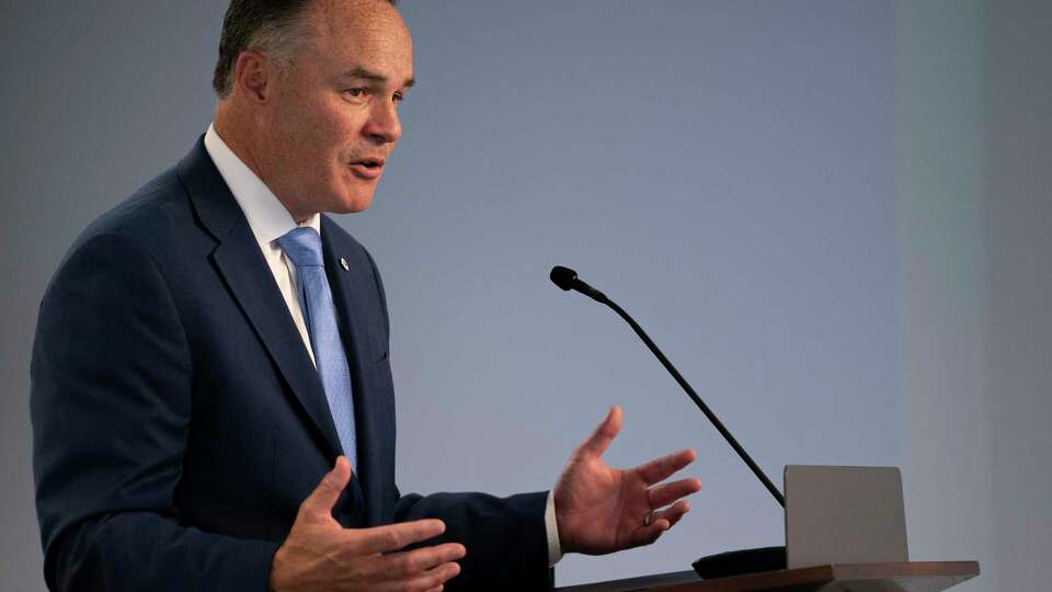 Mike Sommers, president of the American Petroleum Institute, speaks about American oil policy at the Hudson Institute in Washington, Wednesday, Oct. 18, 2023. (AP Photo/Nathan Howard)