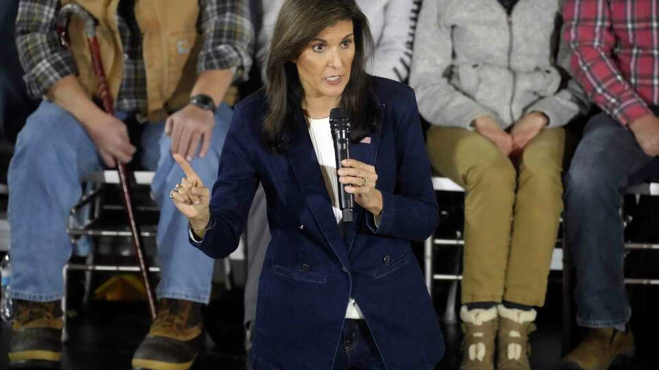 Republican presidential hopeful Nikki Haley speaks to a crowd as part of her closing argument to Iowans ahead of Monday's GOP presidential caucuses on Thursday, Jan. 11, 2024, in Cedar Rapids, Iowa.