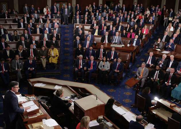 Newly elected U.S. Speaker of the House Mike Johnson (R-LA) delivers remarks in the U.S. Capitol on Oct. 25, 2023, in Washington, D.C.