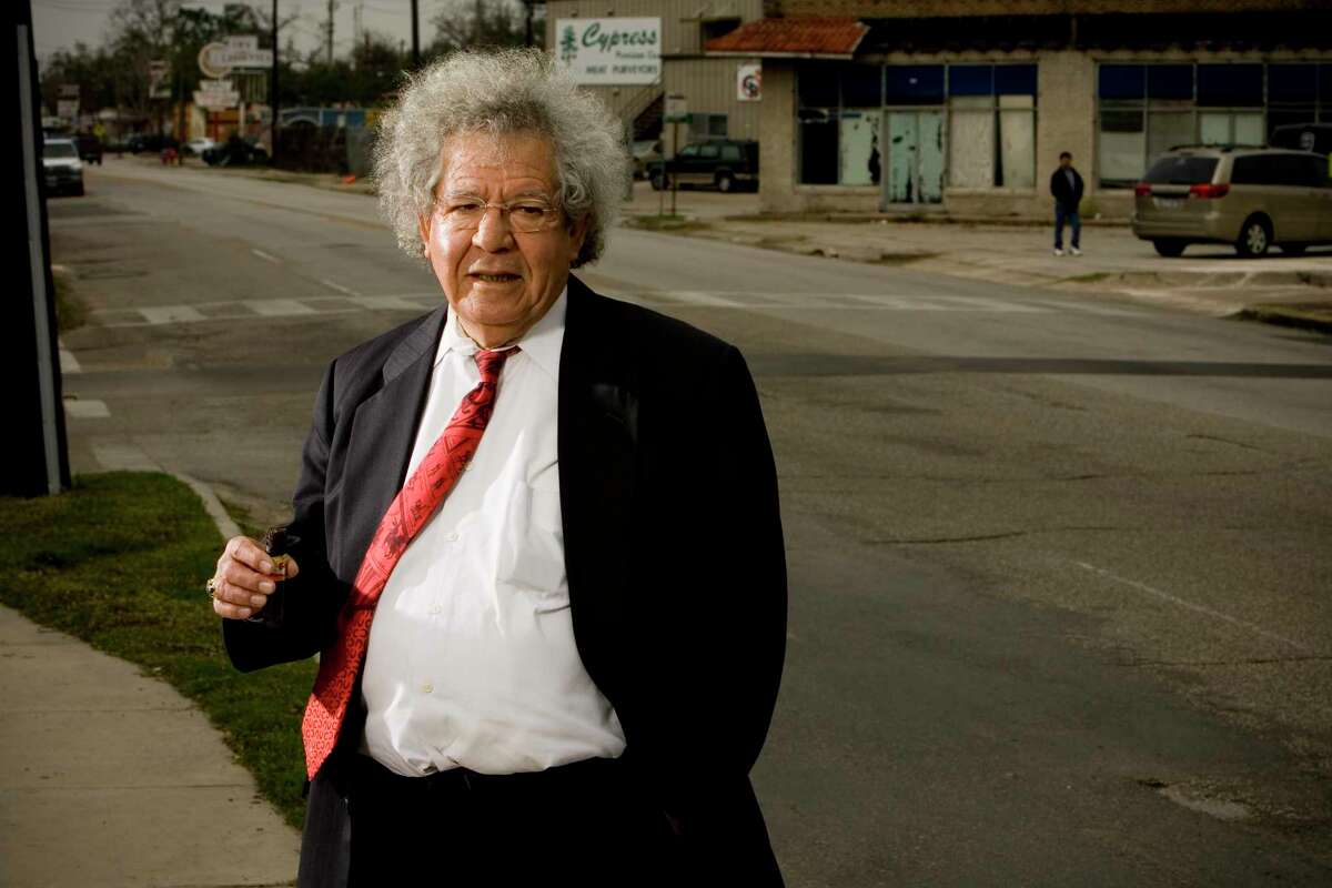 Frumencio Reyes, standing on N. Main St. in Houston, is a lawyer involved in a local Latino movement that has made it possible to have single district representation in the City Council. Due to this movement, the Hispanic districts H and I were created. Dec. 4, 2008 in Houston. ( Eric Kayne / Chronicle )