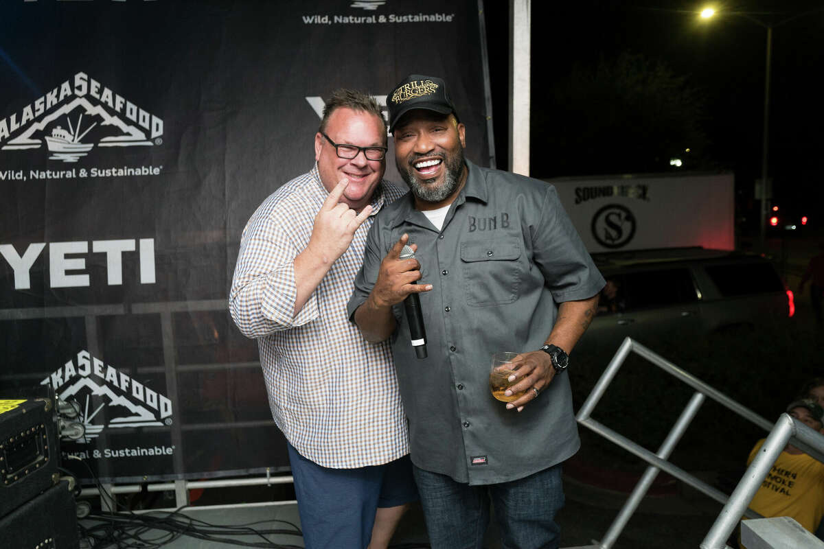 Chris Shepherd showcases some of the best eateries in Houston, including Bun B's Trill Burgers, on 'Eat Like a Local.' Shepherd and Bun B are shown here at the 2022 Southern Smoke festival.