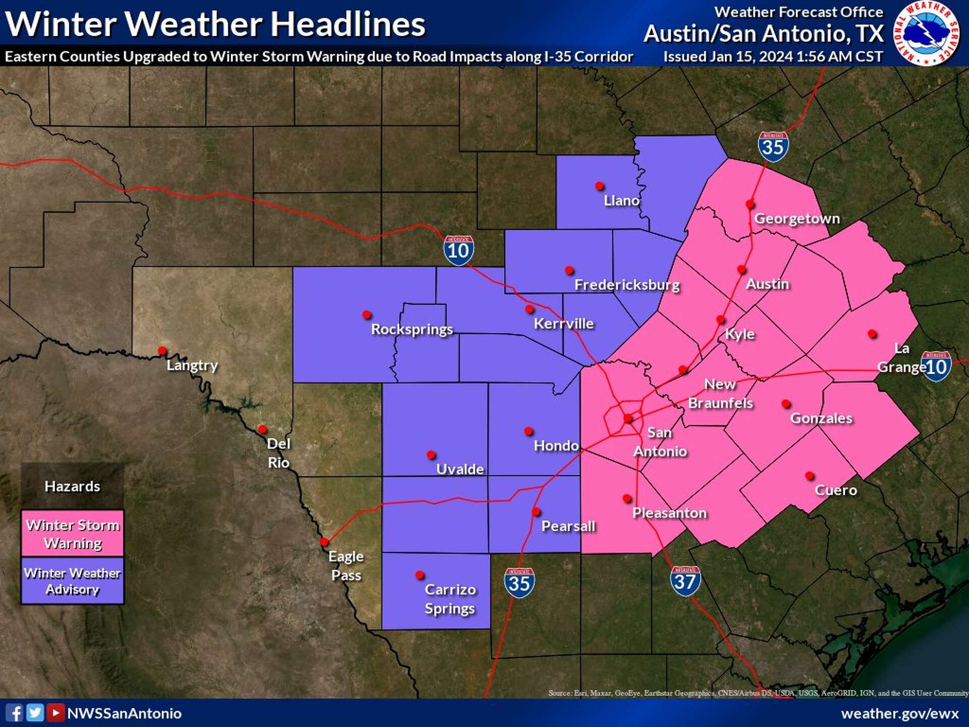 San Antonio upgraded to winter storm warning; icy roads expected