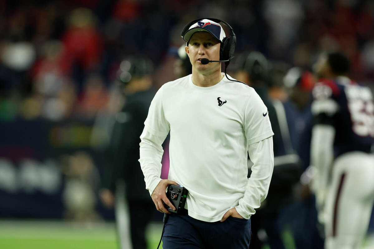 Houston Texans offensive coordinator Bobby Slowik during an NFL wild-card playoff football game, Saturday, Jan. 13, 2024 in Houston.