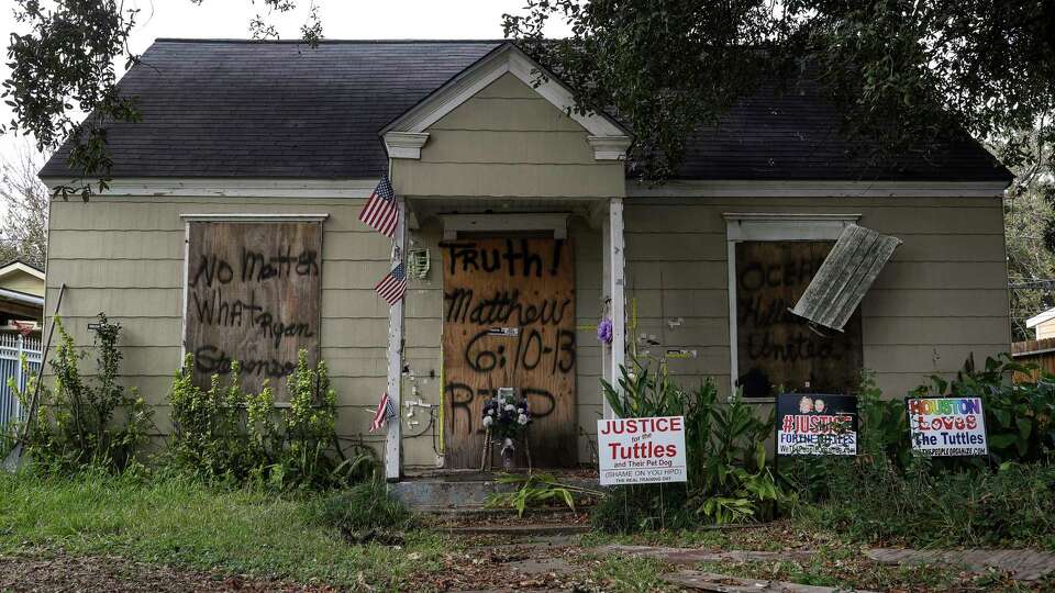 The Harding Street house where Dennis Tuttle and Rhogena Nicholas were killed in a botched narcotics raid, photographed on Wednesday, Nov. 20, 2019, in Houston. Former HPD officers Gerald Goines and Steven Bryant, along with Patricia Garcia, a neighbor of Tuttle and Nicholas, were taken into custody today and charged with a variety of federal crimes.