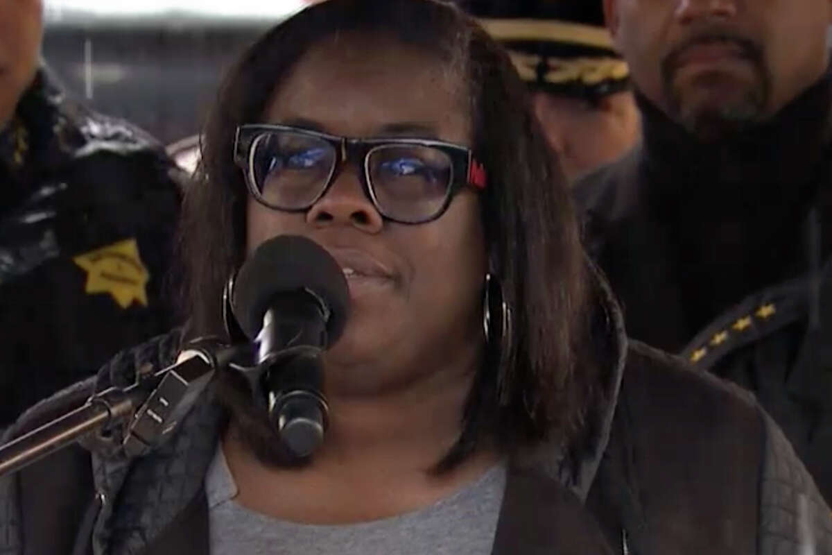 Kyra Worthy, the former San Francisco SAFE executive director, speaks during a Lunar New Year public safety press conference, Jan. 11, 2023 in San Francisco.